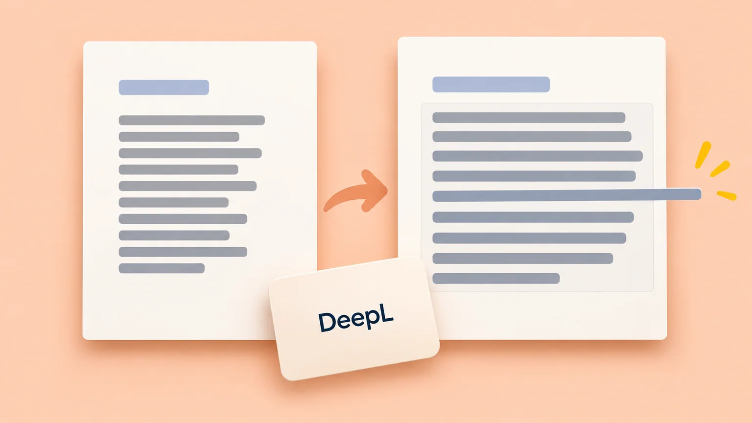 Duas páginas ilustradas com DeepL; uma linha mais comprida ultrapassa a caixa de texto da segunda página.